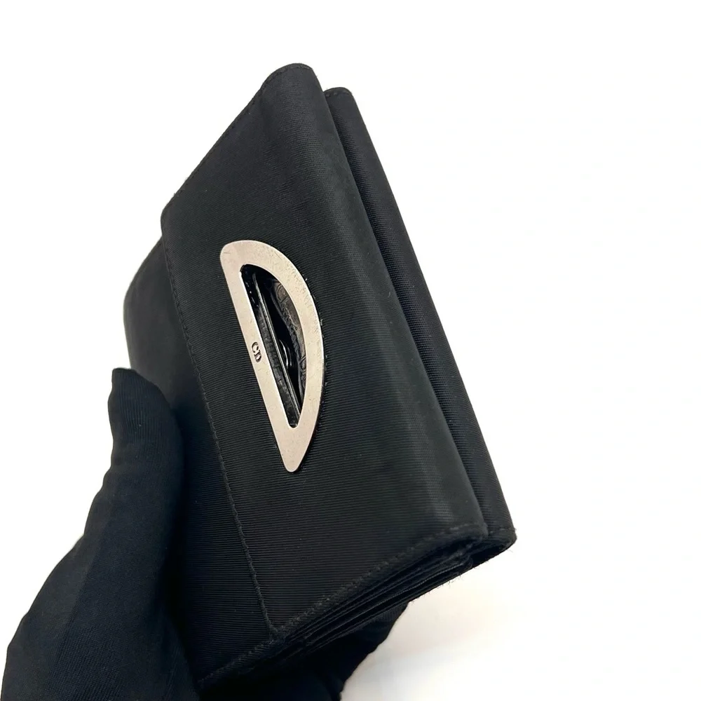 Authentic CHRISTIAN DIOR Black Compact Nylon Trifold Wallet